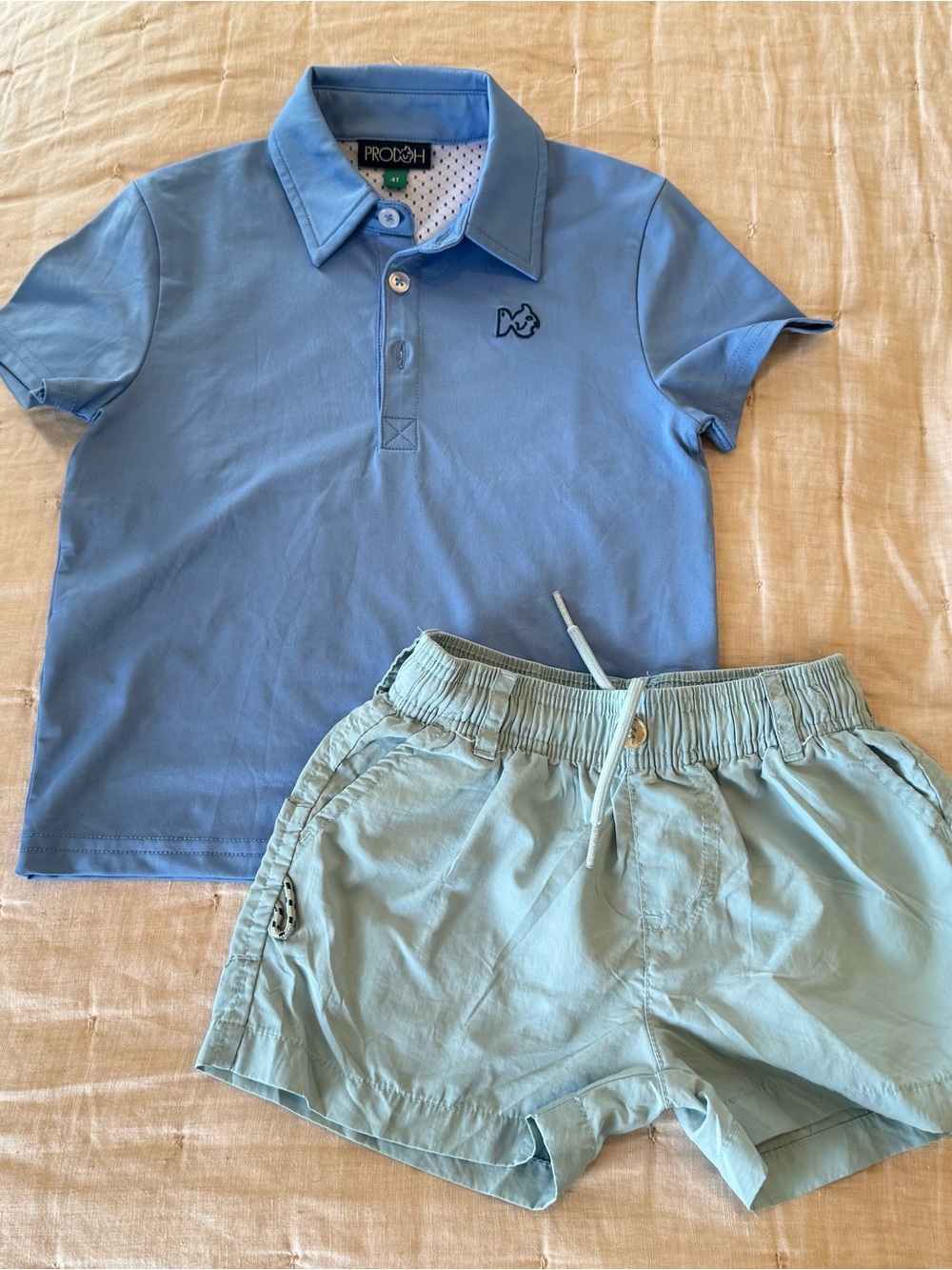 Prodoh Kids Light Blue Polo & Mint Shorts Matching Set